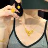 Gold Floral Cluster Bow Necklace for Women: Elegant Light Luxury Clavicle Chain Wedding Jewelry