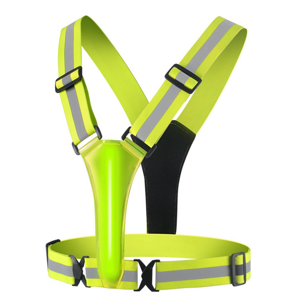 Led Reflective Running Vest Light with Strap High Visibility Up to 300m Elastic Fabric for Adults Kids