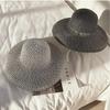 Retro Round Straw Hat Ladies Sun Hat Travel Vacation Sun Hat Retro Ladies Beach Hat Black and White