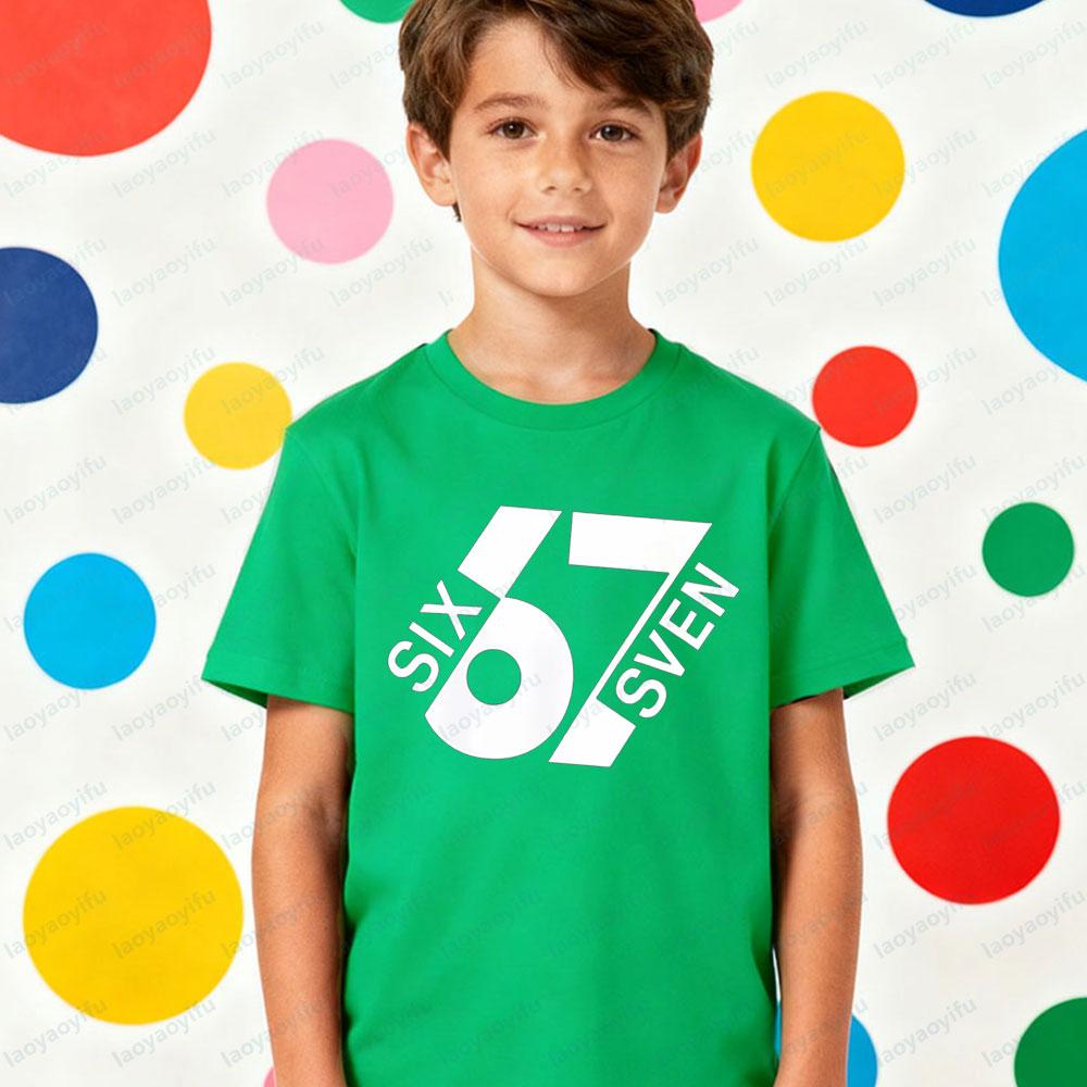 67 Meme Kids TShirt Latest Trendy Style Creative Design Six Seven Number Printed Tshirt Boys Christmas Holiday Tee Xmas Tops
