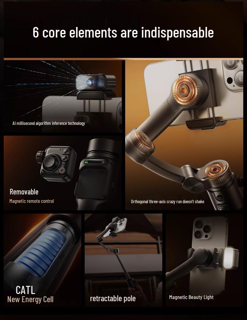 Rtako2025 AI Tracking 360° Gimbal Stabilizer & Anti-Shake Selfie Stick