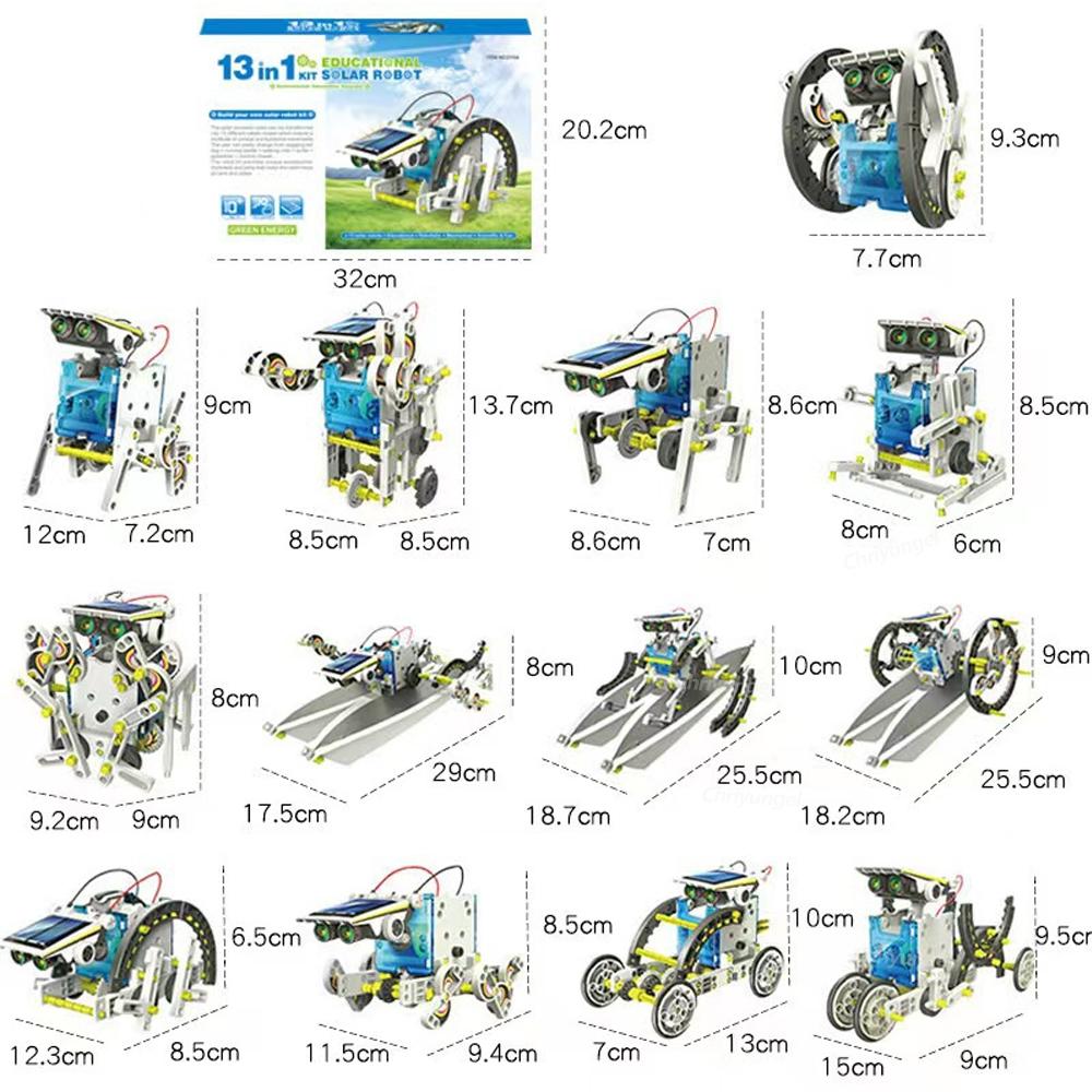 Kit Robot Solare 13-in-1 Assemblaggio Fai-da-te Kit Esperimenti Scientifici Giocattoli Educativi STEM per Bambini Età 8+ Set Robotico Alimentato a Energia Solare