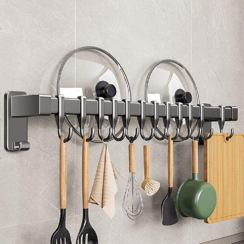 Wall Mounted Kitchen Organizer Hook Double Pole Kitchen Utensil Organizer  Home