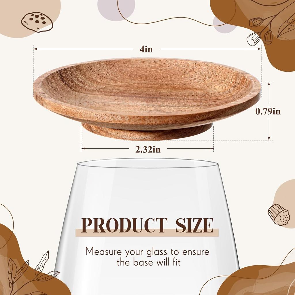 Mumufy 8 Pcs 4" Acacia Wood Wine Glass Charcuterie Topper Wine Glass Topper Charcuterie Plate Mini Charcuterie Board for Christmas Party Family