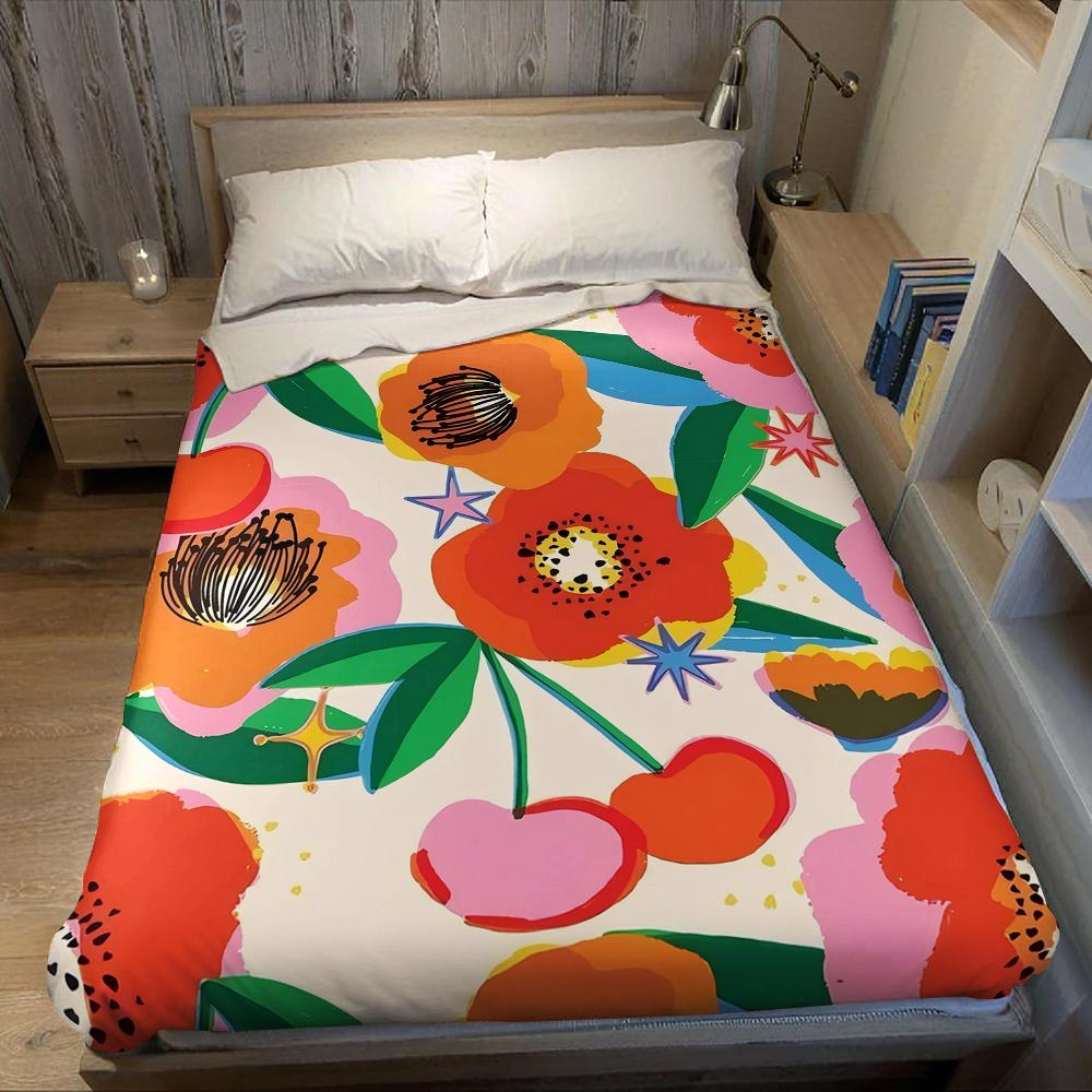 Vivid Bloom Fiesta Flannel Blanket Warm Soft Halloween Christmas Couch Warm Cozy Decorative Decor Gift for All Season