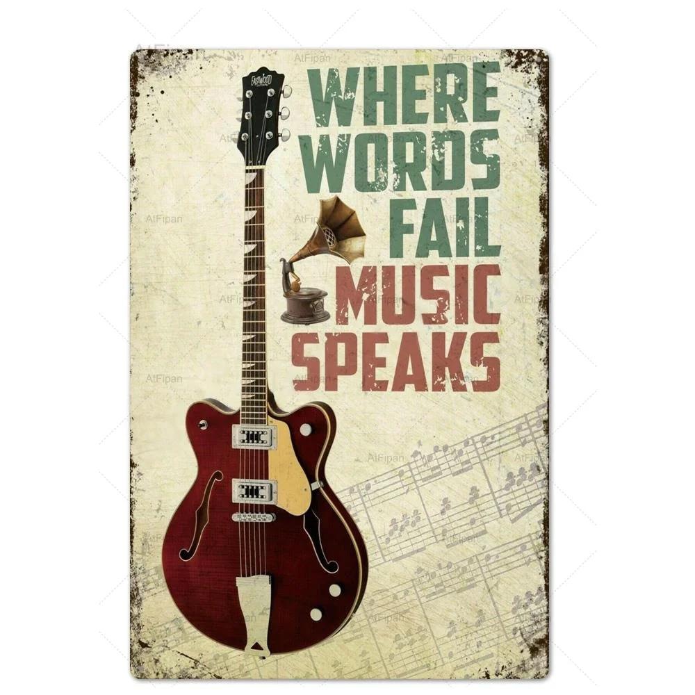 Vintage Rock  Roll Tin Sign Metal Poster  Retro Wall Decor for Bar Pub Club Man Cave  Perfect Metal Plaque for Music Lovers