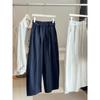 Women's High Waist Elastic Drawstring Wide Leg Pocket Solid Casual Long Pants
