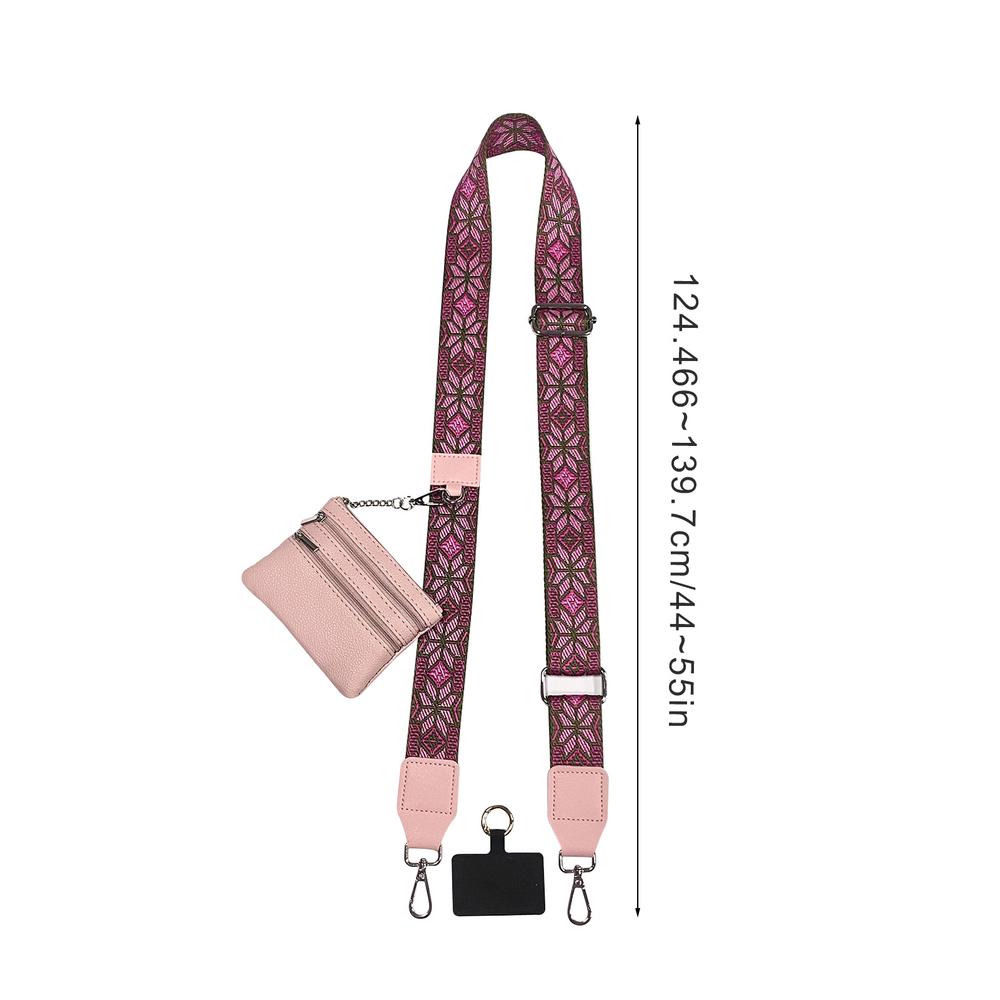 Phone Strap With Zippered Pouch For Women, Adjustable Cellphone Lanyard Crossbody With Wallet ,Clip And Go Strap for Phone