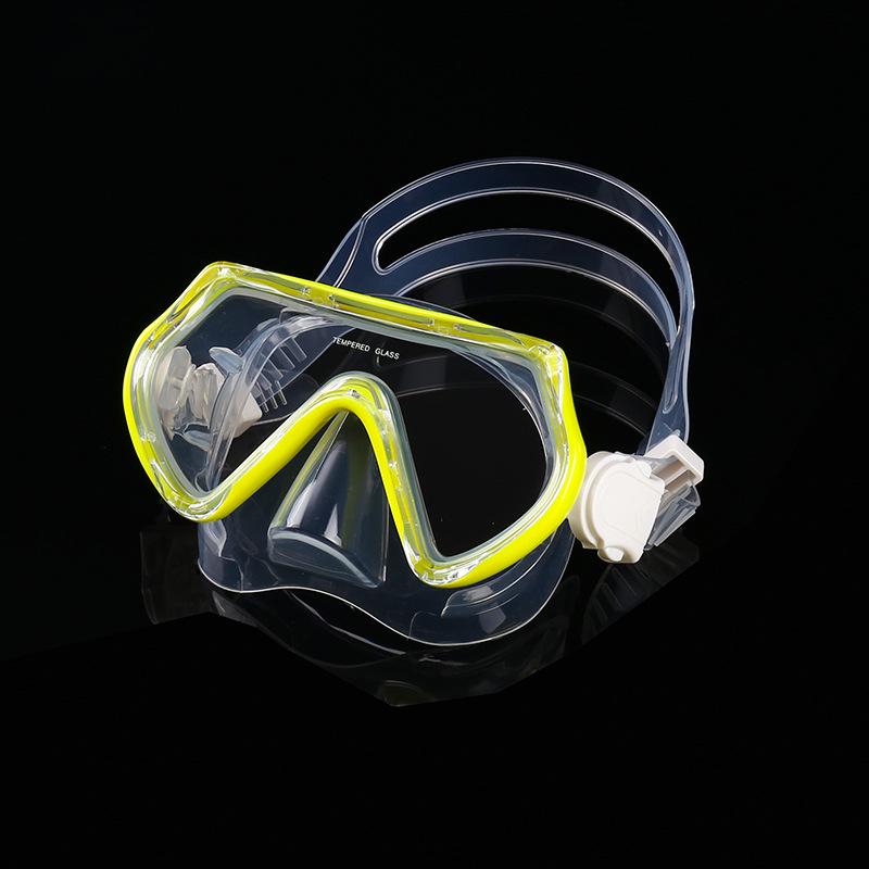 Maschera da Immersione in Silicone per Bambini e Adulti con Snorkel - Lente in Vetro Temperato HD, Montatura Grande