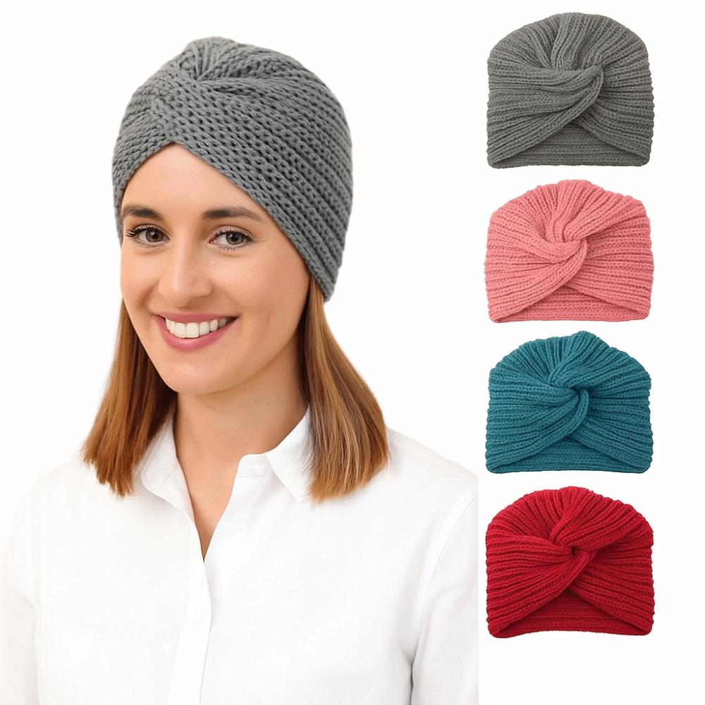Warm Knitted Turban Hat Twist Women's Headwear Casual Wool Turban Cap  Autumn Winter