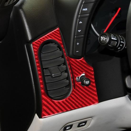2pcs Red Carbon Fiber Car Inner Front AC Vent Sticker For Corvette C6 2005-2013