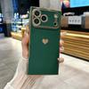 Fashion Plating Glossy Silicone Heart-Shaped Case For IPhone 17 Pro Max Air 16 15 14 13 12 11 Plus Shockproof Bumper Back Cover