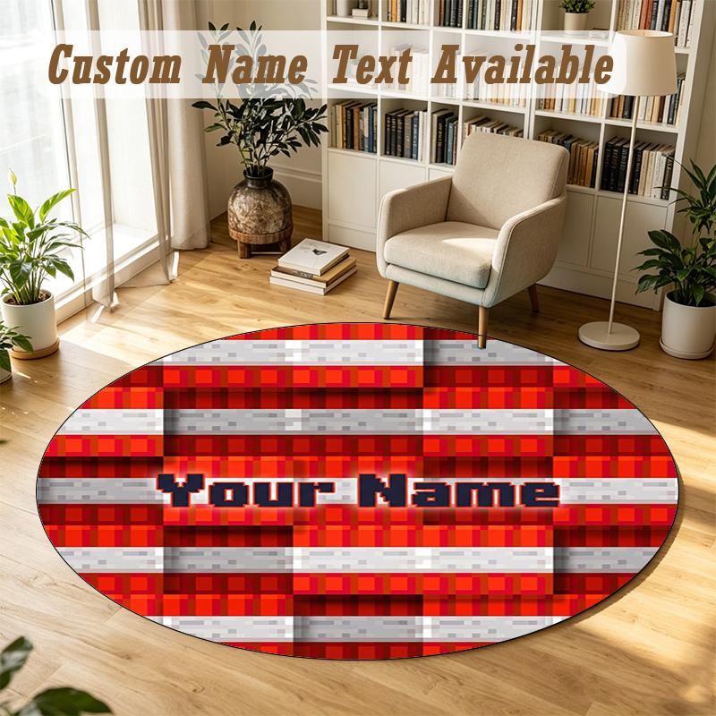Round Rug Custom NameMinecraft Pattern Non Slip Carpet Home Floor Decor