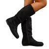 Pile Boots Women's Knight Boots Retro Suede Thick Heel Round Head 2025 Autumn and Winter New Black Wrinkled High Boots