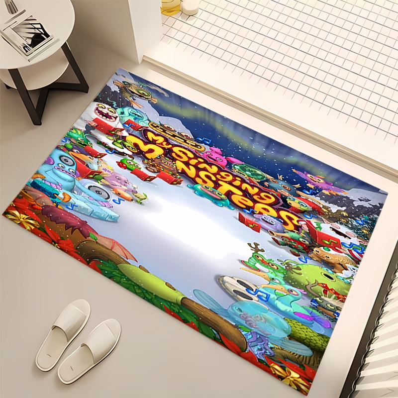 1pc My Singing Monsters Print Area Rug - Soft, Washable Non-Slip Indoor Mat, Living Room, Home Office Decorative Rug,Office Decorative