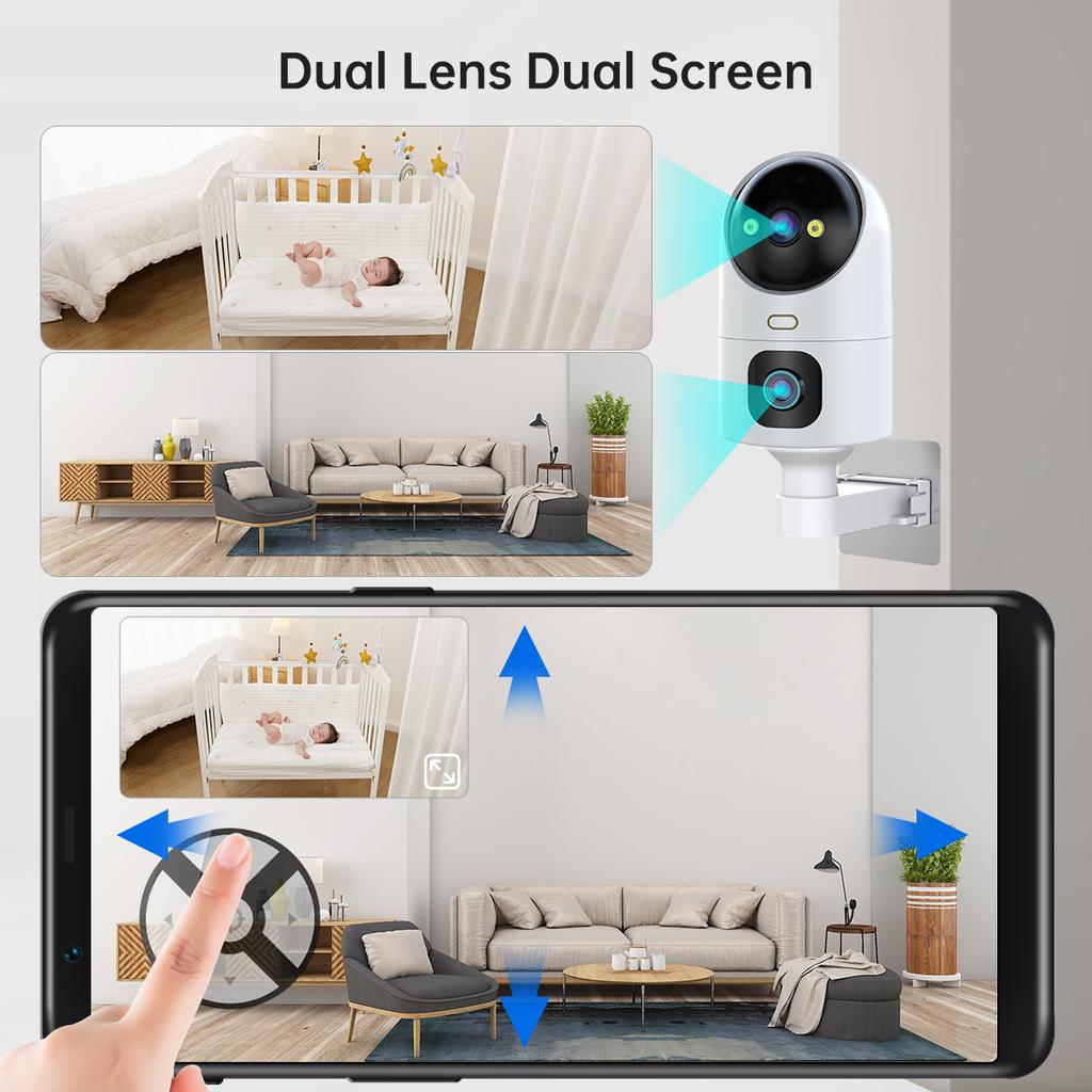 1pc Ultra HD Camera 5G WiFi Dual Lens Camera, Home Security Surveillance, Colour Night Auto Tracking Video Surveillance