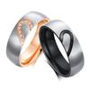 Titanium Steel Heart-Shaped Zircon Couple Rings (CR-051)