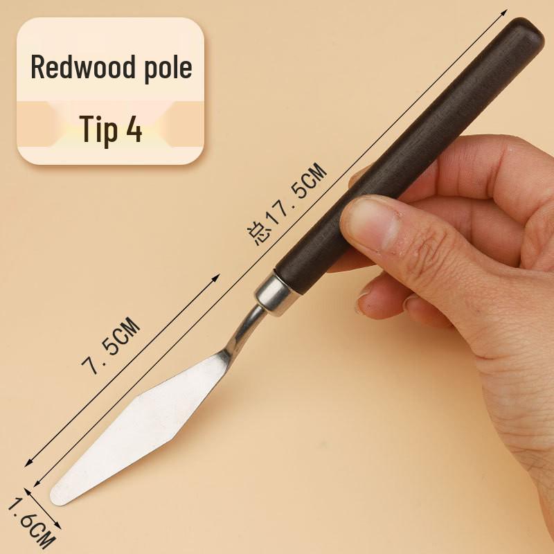 Stainless Steel Pigment Palette Knife Set for Oil Painting - Flat & Pointed Heads, Wooden Handles