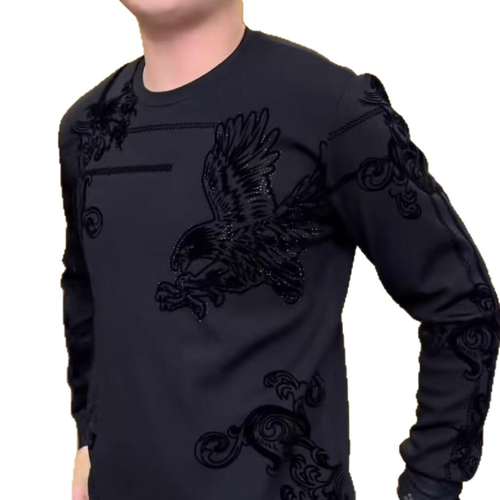 Men's Fashion Versatile Round Neck Velvet Sweatshirt - Warm, Loose Long Sleeve Base Layer for Autumn/Winter