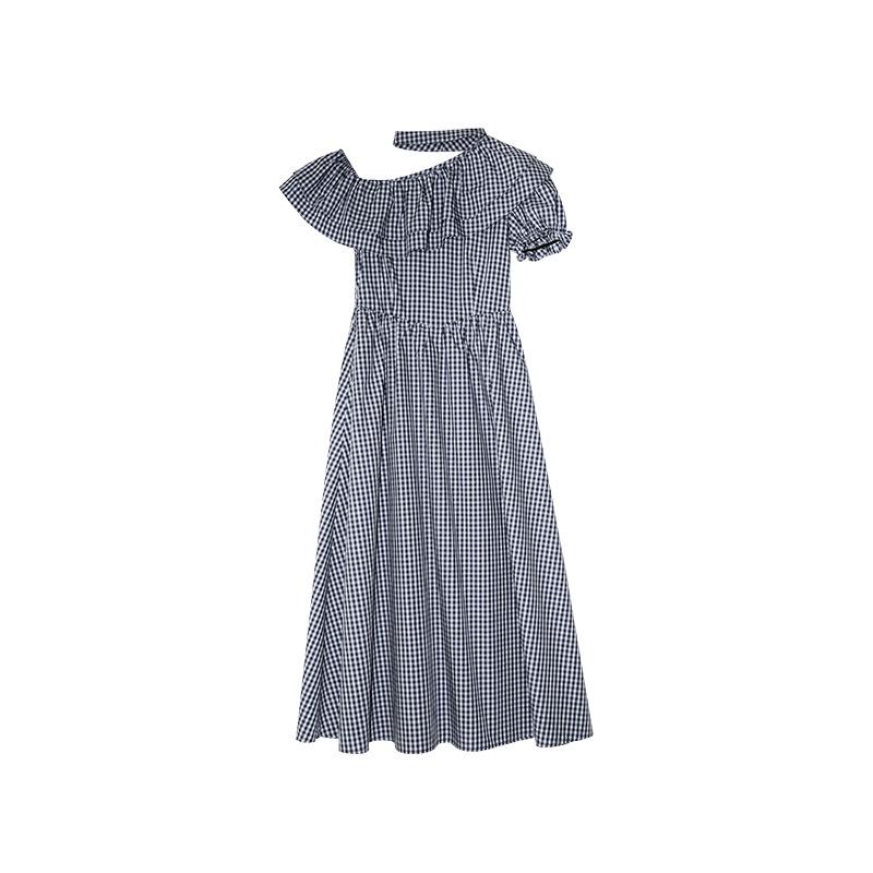 

Шикарное асимметричное платье в клетку с оборками во французском стиле Small чёрный