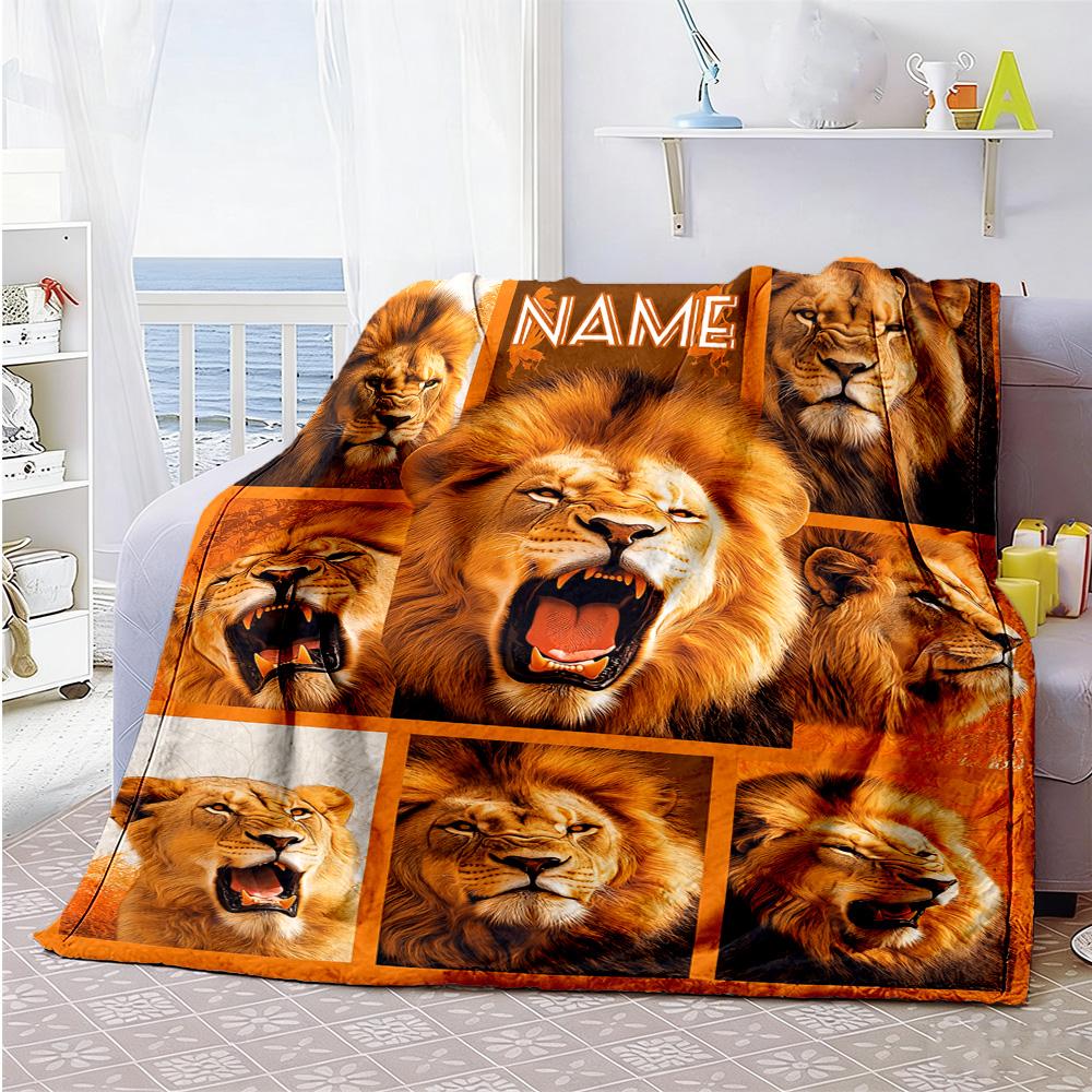Lion Pride Customize Your Name Blanket Gift Customizable Blanket Soft & Cozy Versatile for Office Nap Living Room Chair Four Seasons Universal