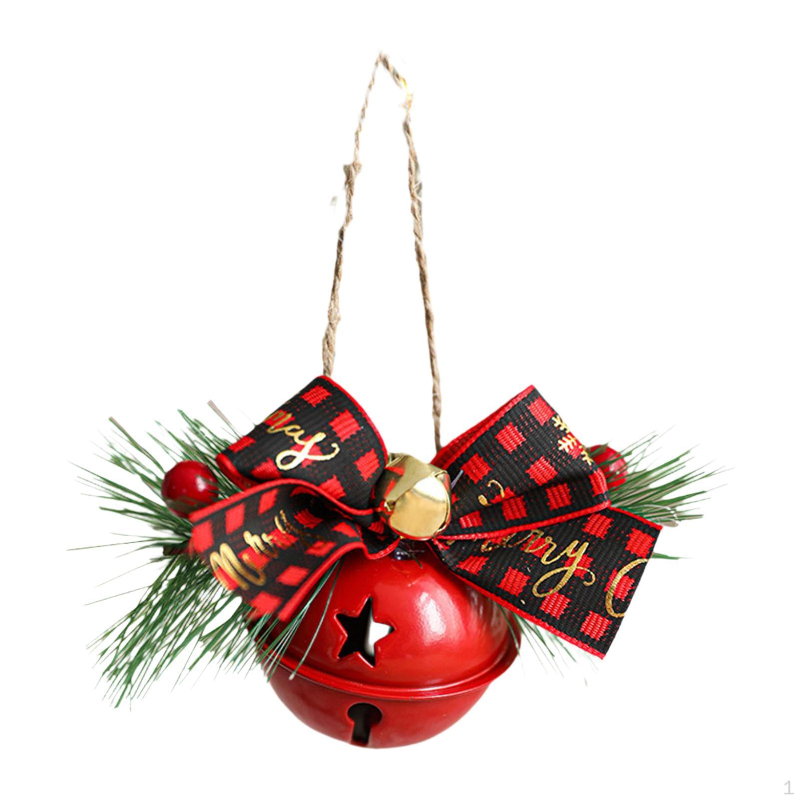 

Рождественский бант с колокольчиком, деревенский небьющийся Рождественский клетчатый бант, подвеска для Round Bells