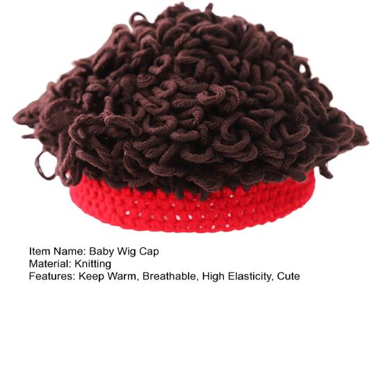 Baby Wig Cap Cute Comfortable Dress Up Knitting Infant Toddler Photo Short Curly Explosion Wig Hat for Daily Wear