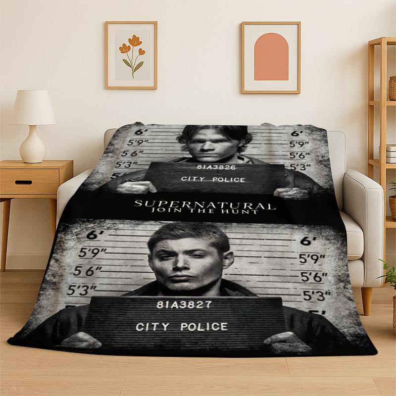 SPN Supernatural Dean Sam TV Flannel Blanket Soft Warm Throw Blanket for Bedroom Living Room Bed Travel Camping Picnic Kid