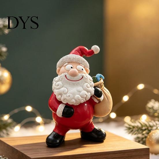 Reusable Holiday Decor for Xmas Santa Claus Resin Ornament, Hand Painted Festive Figurine, Vintage Small Christmas Figures Desktop Style Statue