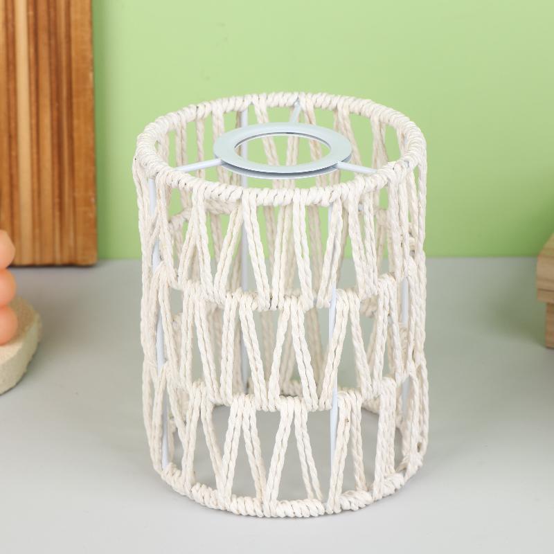 Handmade Paper Rope Woven Rattan Lampshade Boho Decorative Lampshade Table Lamp Decorative For Garden Yard Living Room