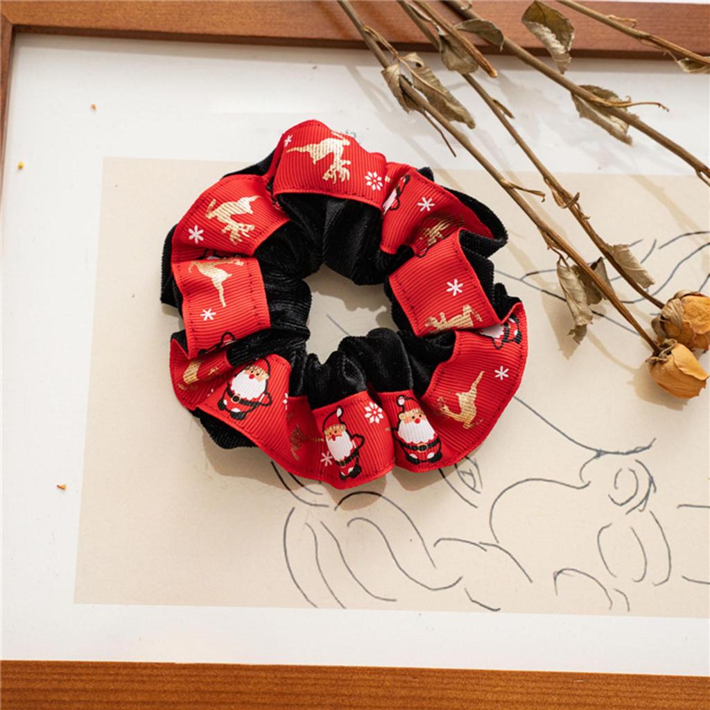 Scrunchies For Women 4-Pieces Christmas Theme Comfortable Hair Ties Ropes Scrunchies For Traveling Holiday Home Spa Bathroom