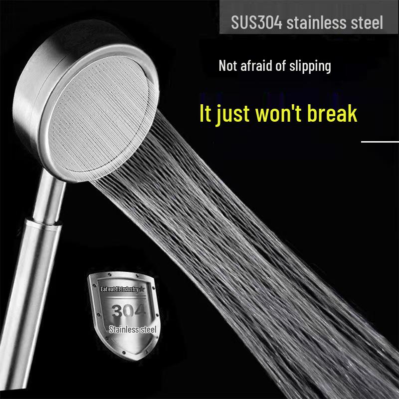 304 Stainless Steel Handheld Pressurized Filter Shower Head with Small Waist Design
