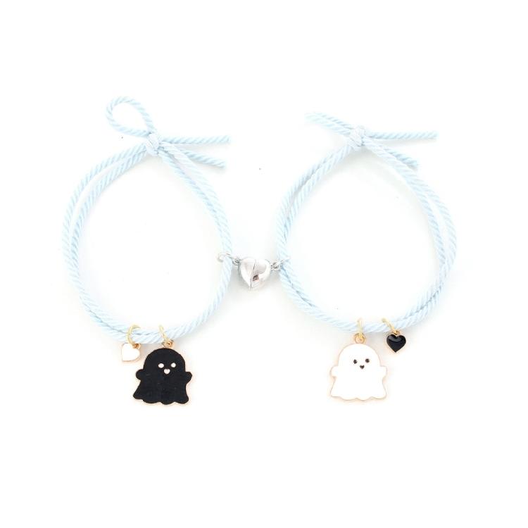 Halloween Cartoon Ghost Pendant Braided Bracelet Gifts Friendship Jewelry