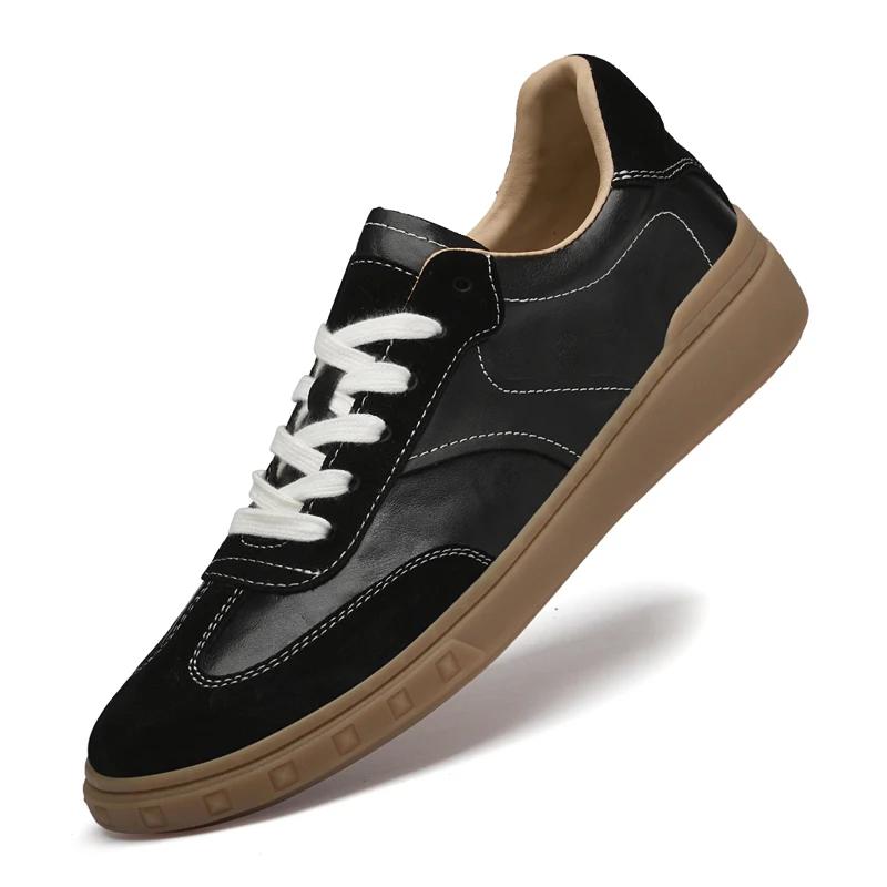 Fashion Italian Casual Flat Designer Vulcanized Shoes Classic Men Lace Up Outdoor Walking Oxford Shoe Genuine Leather Comfy Office Shoes