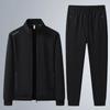 Tuta Sportiva da Uomo in Cotone Primavera Autunno Collo Alto Felpa Mezza Età Anziani Casual Elegante Cardigan Vestibilità Larga 2 Pezzi