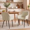 Dining Chairs, Set of 2, Corduroy Upholstered, Armrests, Backrest, Cream