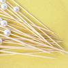 100PCS Disposable Fruit Tags, Pearl Decor Bamboo Sticks, Sharp Tip Luxury Style Skewers, for Cocktails Dessert Cakes Afternoon Tea Decorations