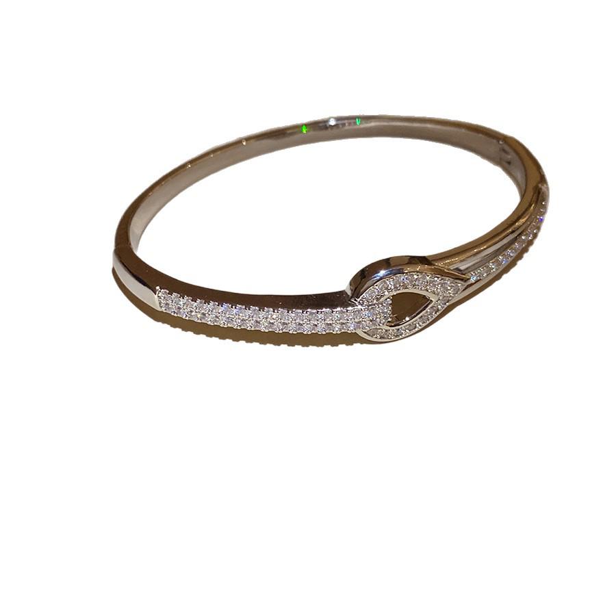 Gourd Hollow Gold-Plated Zircon Bangle - Chinese Style Luxury Fashion Bracelet
