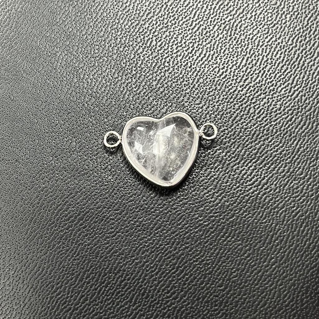 5Pcs/Pack, Healing Crystal Pendant Connectors, Heart-Shaped Natural Stone Quartz Amethyst Malachite Lapis Lazuli Gems Connector for Jewelry Making DIY