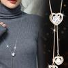 Elegant Crystal Heart Necklace - Versatile Long Sweater Chain Pendant