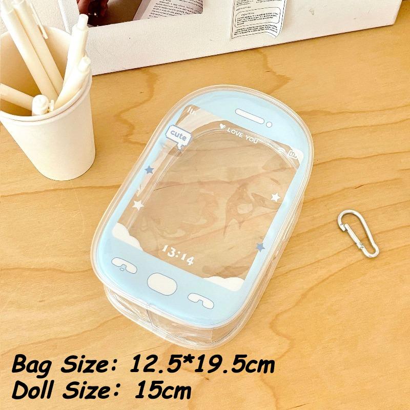 Original Design Transparent PVC Storage Bags for Women Kawaii Doll Storage Bag with Colorful Lanyard Plush Doll Display 2025 New