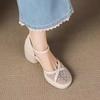 Fashion Cutout Mesh Wrapped Block Heel Sandals Women's New Summer Round Toe Shallow Mouth Platform Sole One-buckle Breathable High Heels