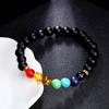 Colorful Lava Stone Beaded Bracelet with Palm and Peach Heart Pendants for Men and Women