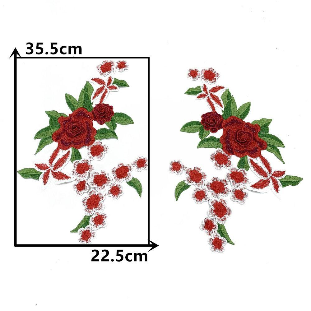 1Pair Polyester Fiber Embroidery Flower Patch DIY Handmade Clothing Accessories Embroidery Floral Applique Sew On Patch Hat