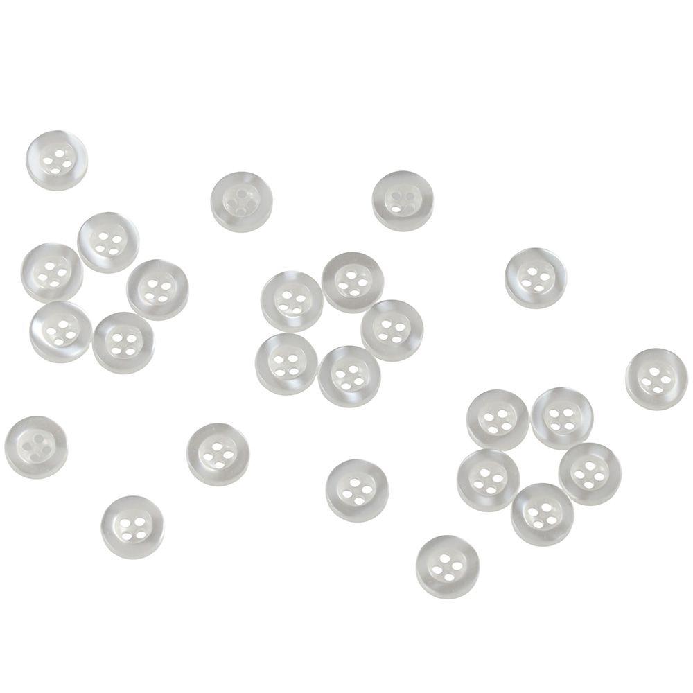 100 Stück 11MM 4-Loch Harz Standard Hemdknöpfe Klar Weiß Rund Klar Weiß Flachrückseite Dekoration