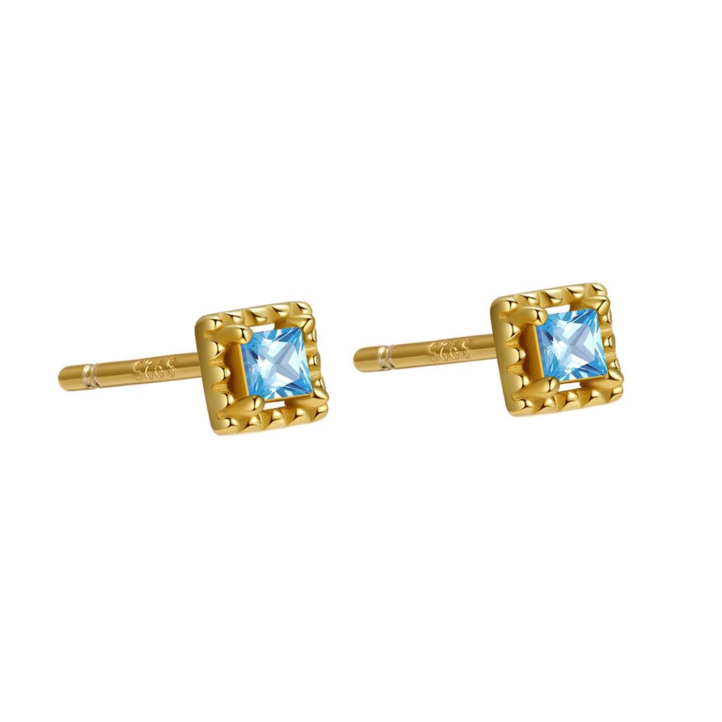 925 Sterling Silver Colorful Zircon Geometric Mini Stud Earrings for Women Hypoallergenic Jewelry Gift