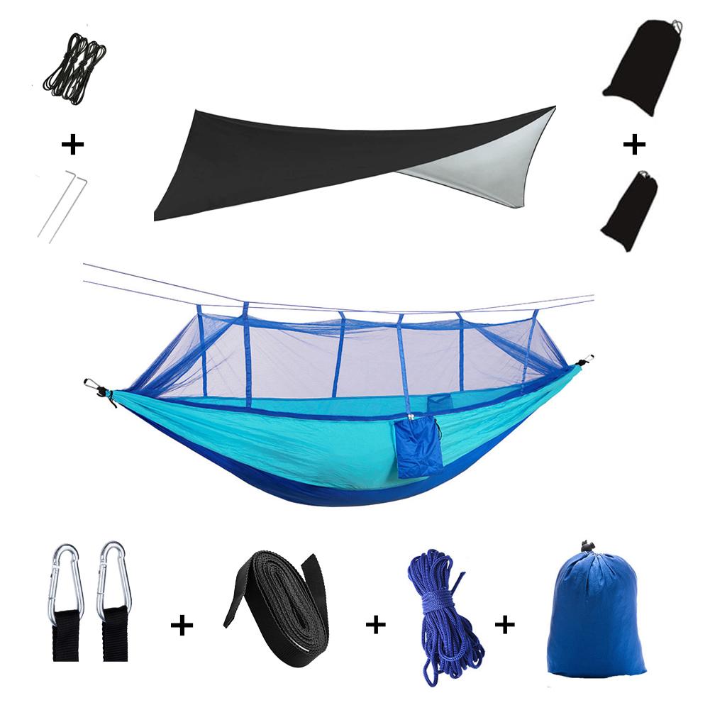Anti Outdoor Camping Hammock With Mosquito Net And Rain Tent Equipment Supplies Shelters Camp Bed Survival Portable Hammock Soft and Comfortable