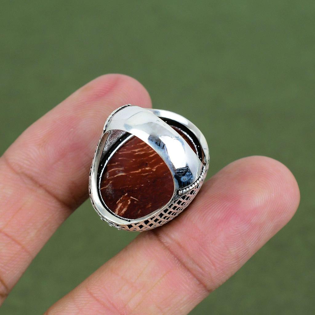 Roter Schlangenhaut-Jaspis Ring 925er Sterlingsilber Ring Natursteinring Silberschmuck Handgefertigter Ring Verlobungsgeschenke In Ringgröße Erhältlich