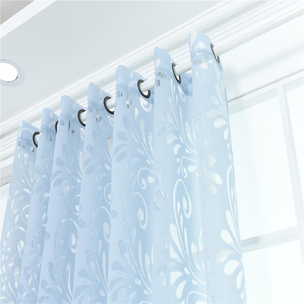 Elegant Flower Sheer Window Curtain Voile Drapery Panel 39''x98'' Purple