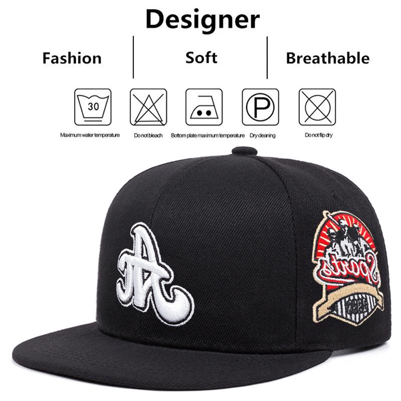 AC Letter Side Pattern Embroidery Snapback Cap Men's Hip Hop Baseball Hat Versatile Trendy Unisex Sunshade Cowboy Hat